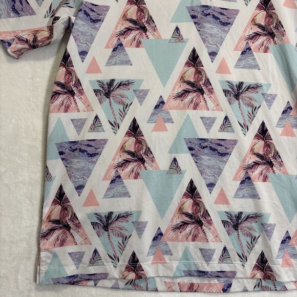 Bad Birdie Polo Shirt Men's Large Triangle Geometric Palm Tree Performance Golf - Picture 7 of 16